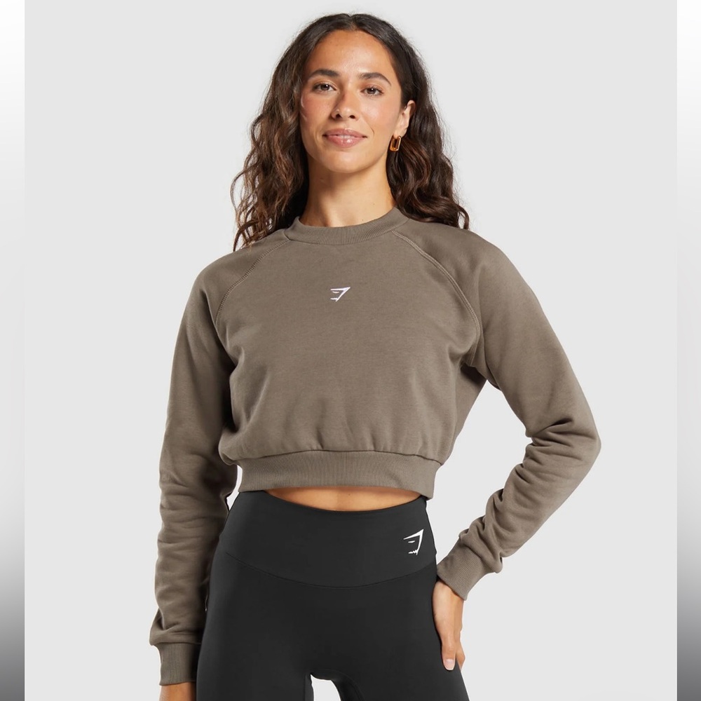 Gymshark cement brown cropped training sweatshirt size medium
